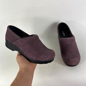 L.L. Bean Clogs Women's 7 Purple Suede Round Toe Slip On Casual Comfort Shoes